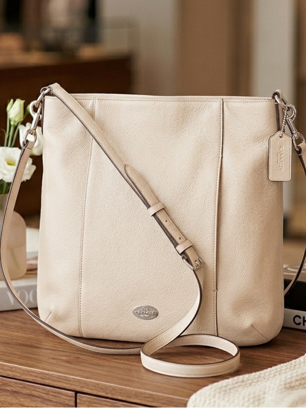 Coach Pebbled Leather Crossbody Bag in Tan
